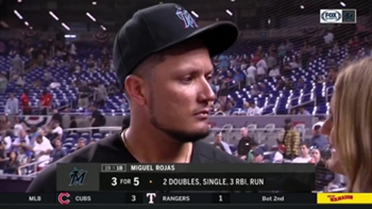 Miguel Rojas talks about Marlins' bats coming to life after 1st win of 2019 season