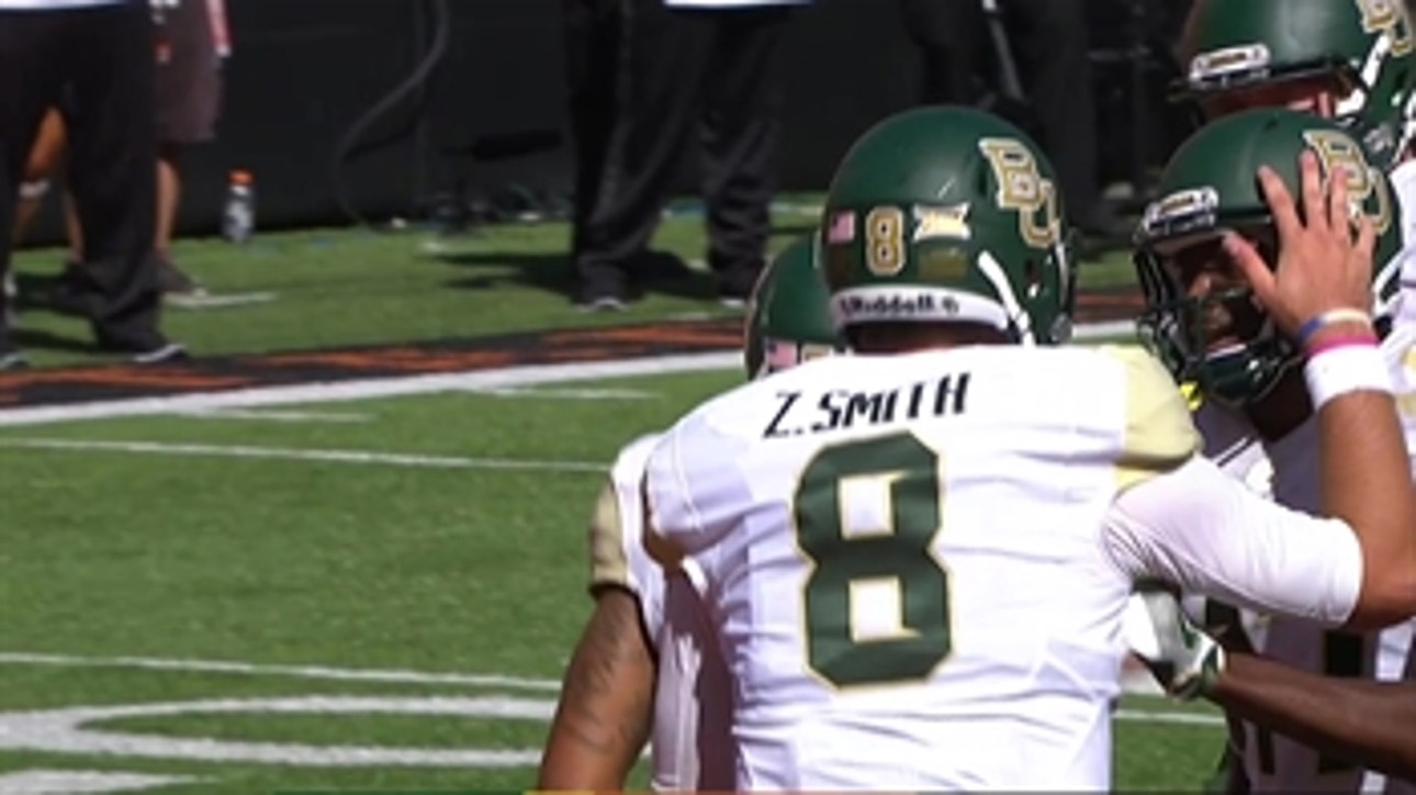 Baylor fumbles it into the endzone but recovers to take an early 7-0 lead over #14 Oklahoma State
