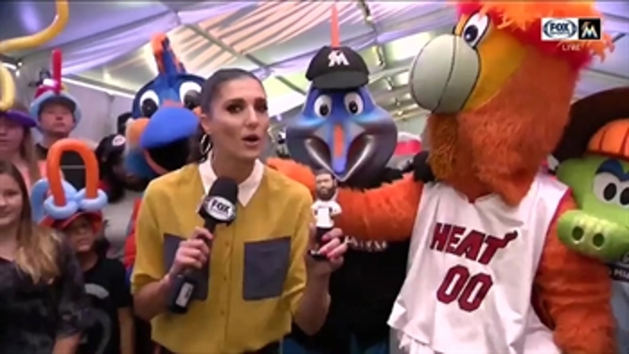Party on: Billy the Marlin celebrates his birthday Sunday at Marlins Park