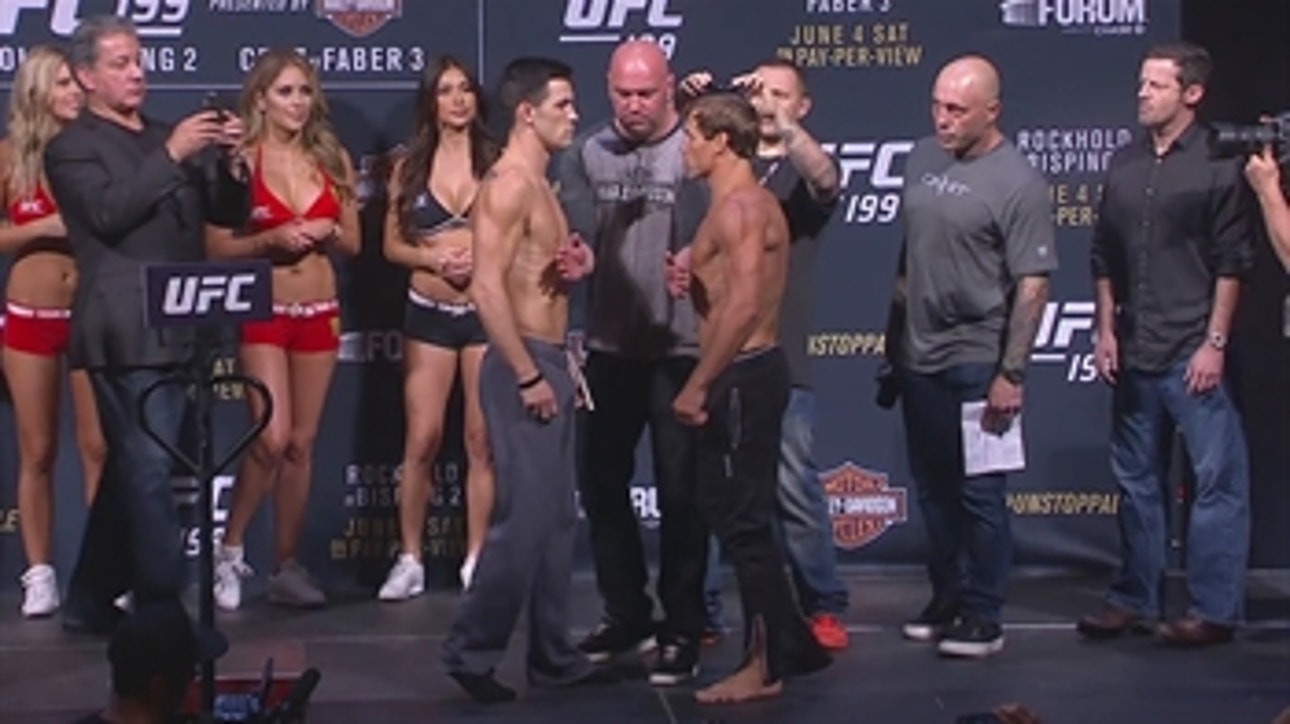 Urijah Faber and Dominick Cruz weigh-in for UFC 199