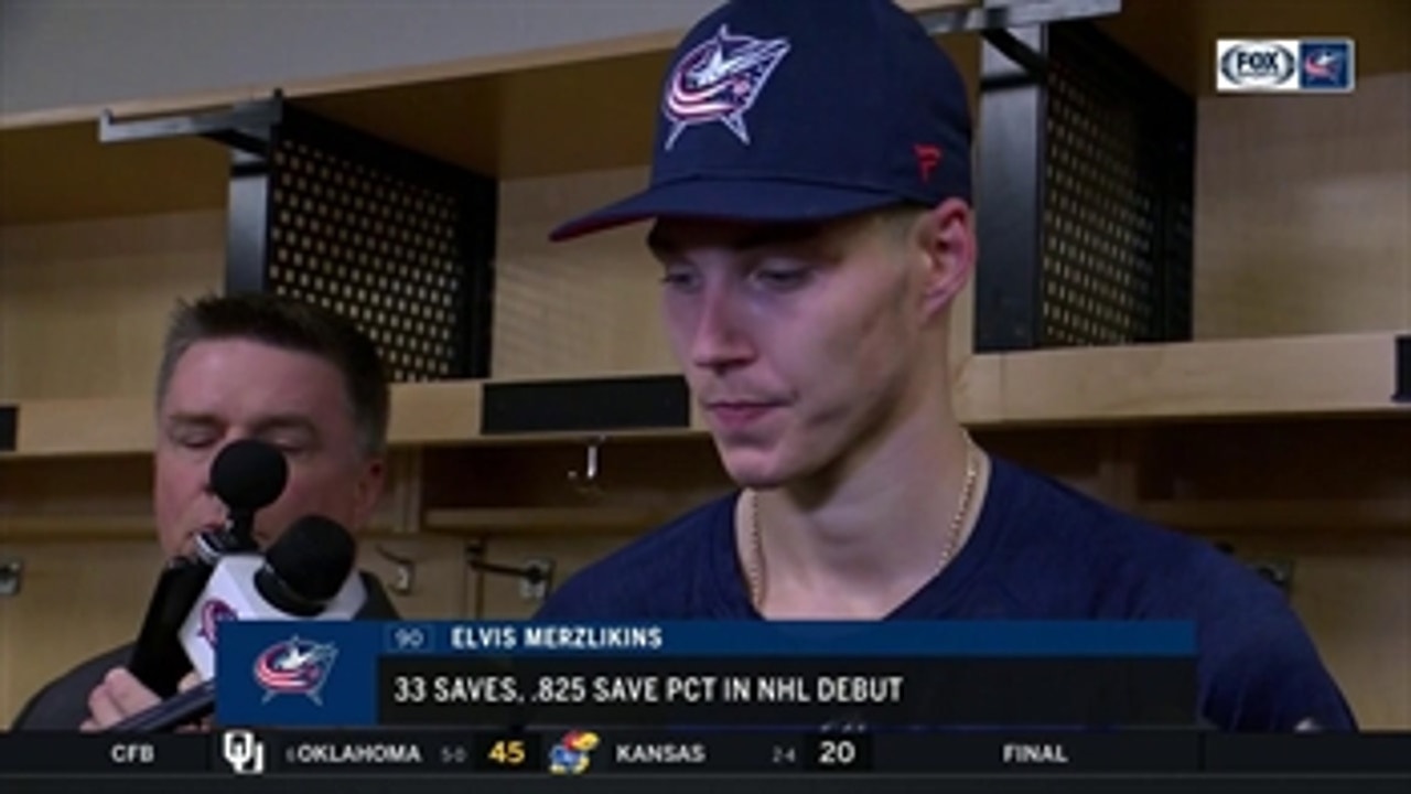 Elvis Merzlikins accepts responsibility in tough NHL debut in net