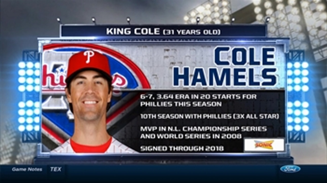 When will Cole Hamels join the Rangers?