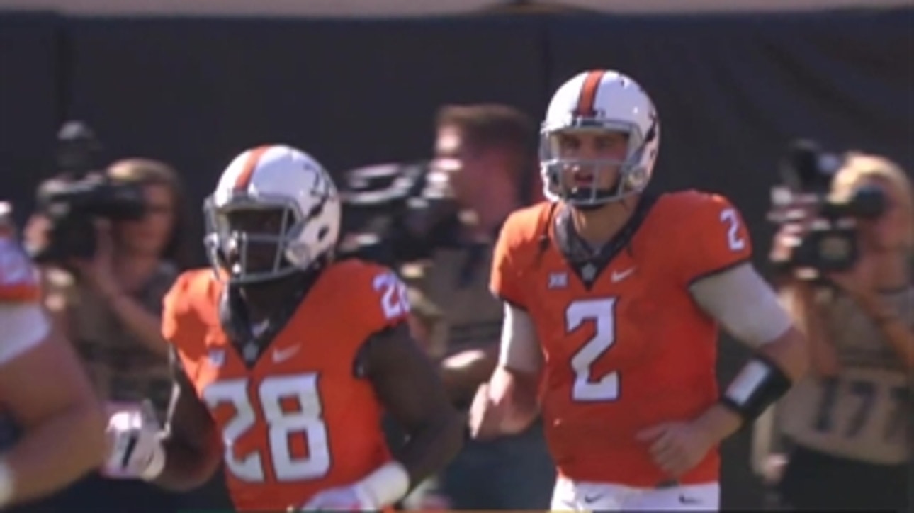 Mason Rudolph puts #14 Oklahoma State on top with a 25-yd TD pass to Jalen McCleskey