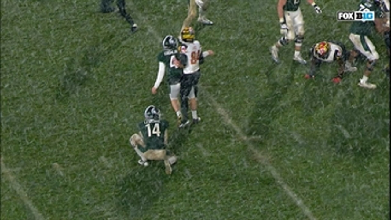 Should the Michigan St. kicker have been penalized for flopping?