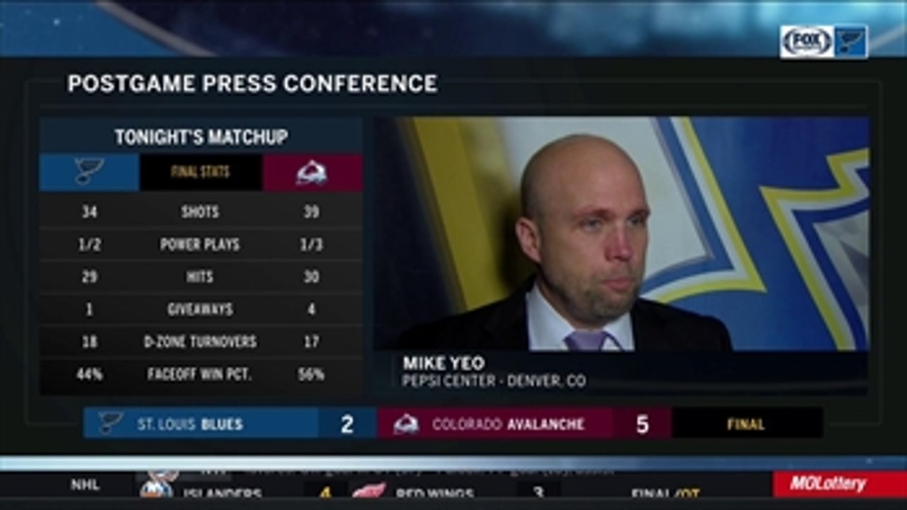 Mike Yeo: Jake Allen 'gave us every opportunity to try to climb back' against Avalanche