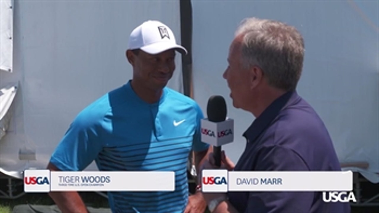 Tiger Woods Chats Before Teeing it Up in His 20th U.S. Open