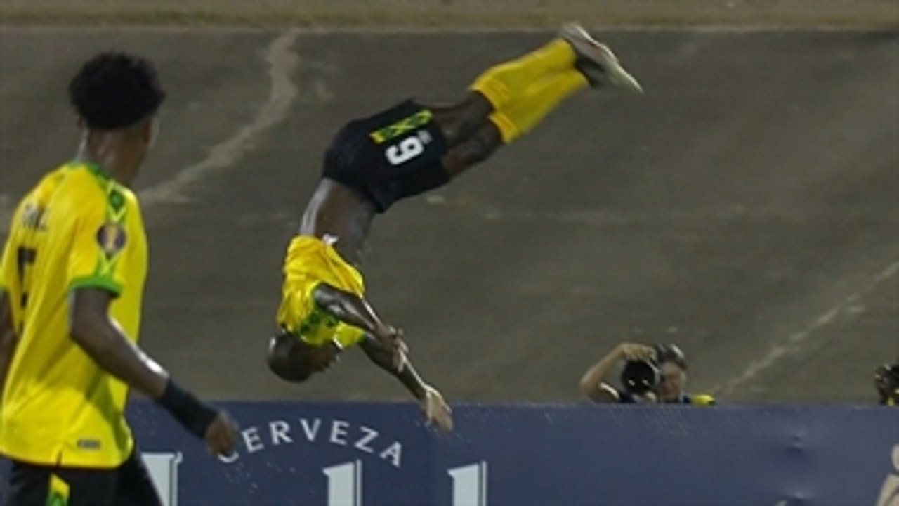 Dever Orgill celebrates opening goal for Jamaica with epic backflip vs. Honduras ' 2019 CONCACAF Gold Cup Highlights