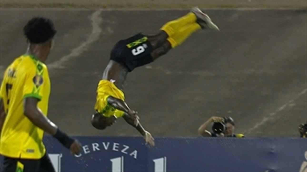 Dever Orgill celebrates opening goal for Jamaica with epic backflip vs. Honduras ' 2019 CONCACAF Gold Cup Highlights