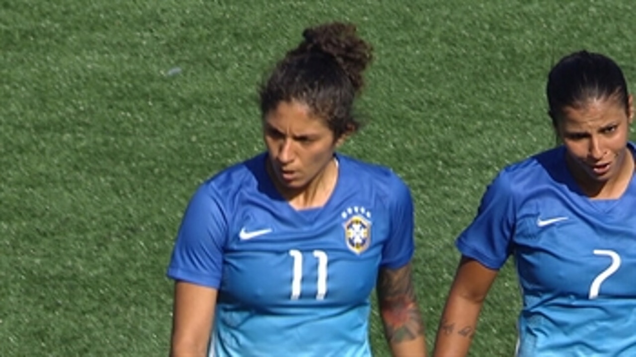 Cristiane levels for Brazil minutes before halftime against USA ' 2015 International Friendly