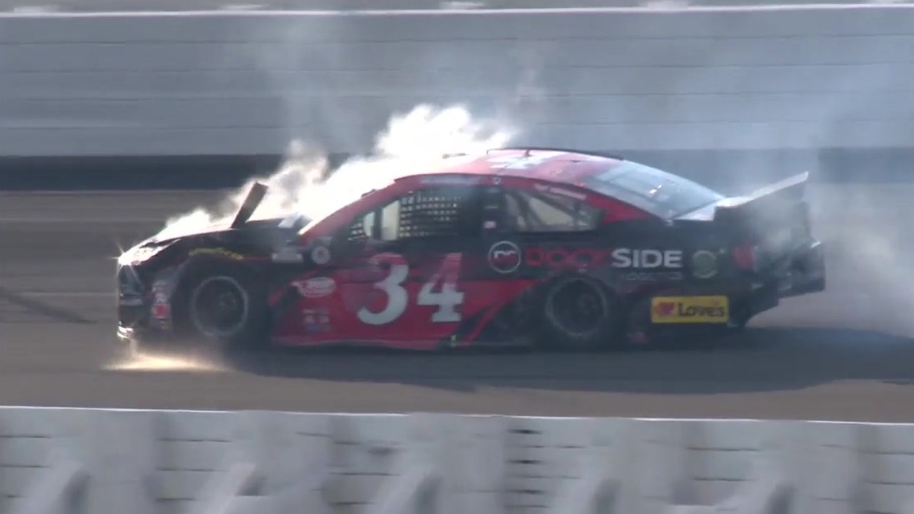 Michael McDowell slams wall, spins out after contact with Chase Elliott in the Pocono 350