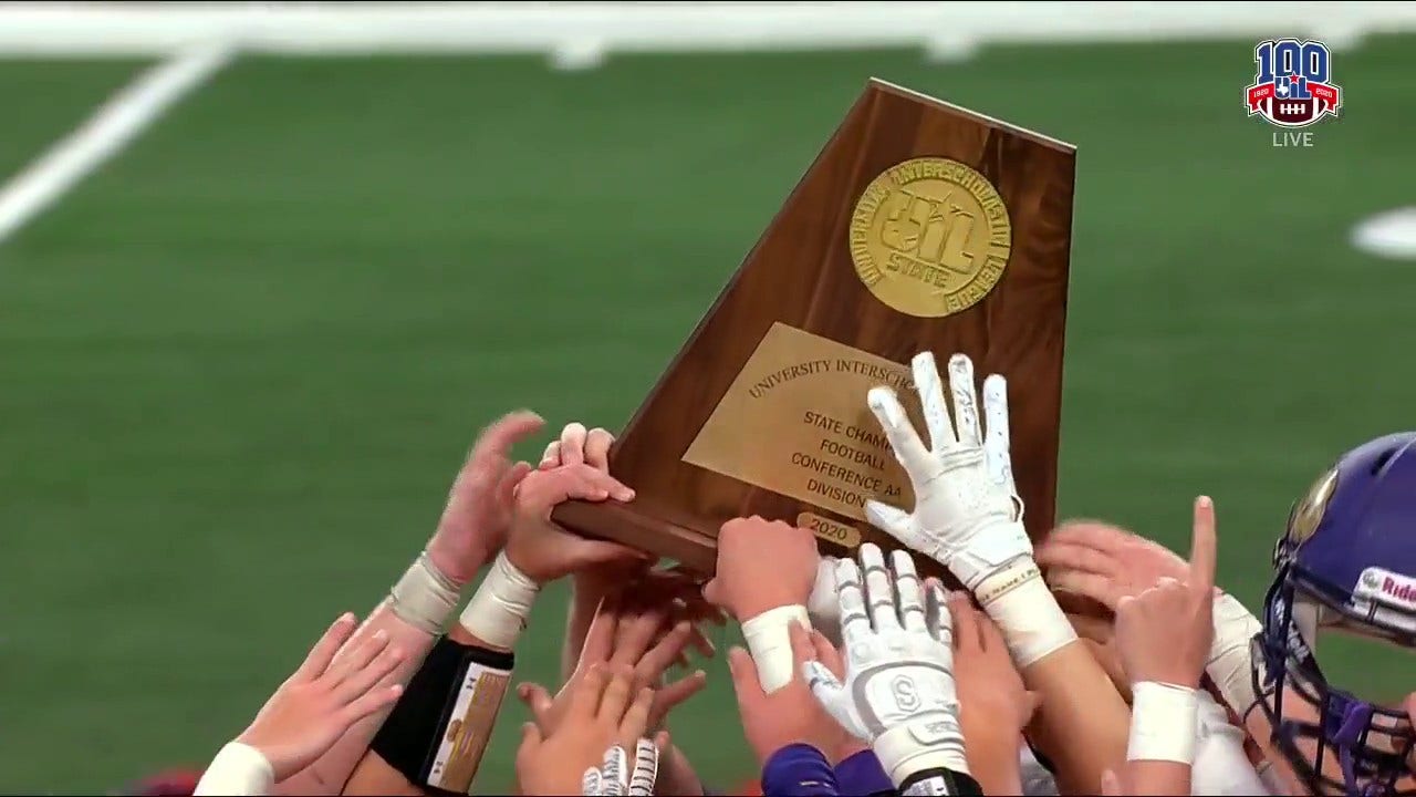 Shiner Raises up the Trophy ' UIL State Championship