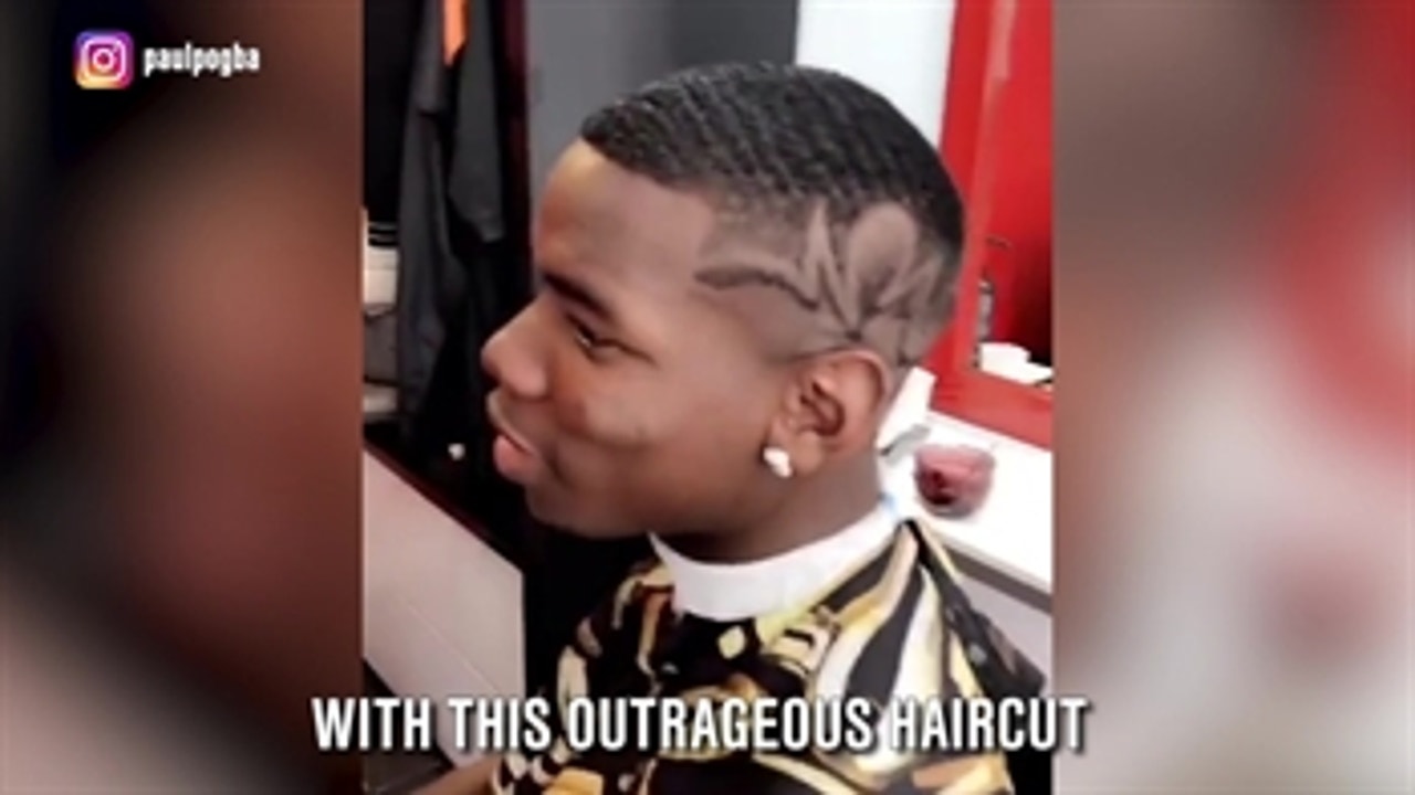 Pogba celebrates his stunning goal with a new haircut