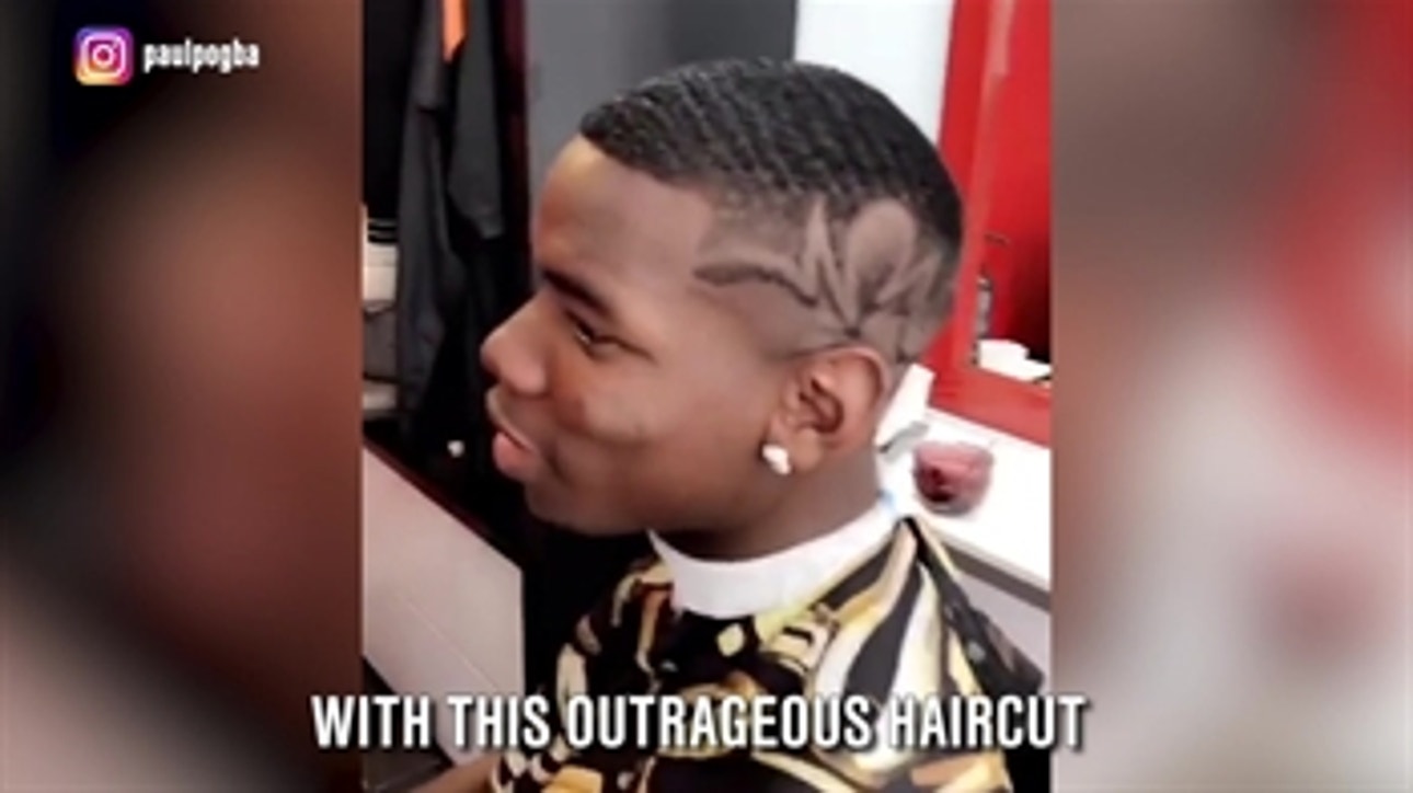 Pogba celebrates his stunning goal with a new haircut