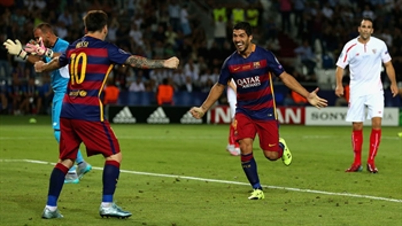 Suarez extends Barcelona's lead against Sevilla  - 2015 UEFA Super Cup Highlights