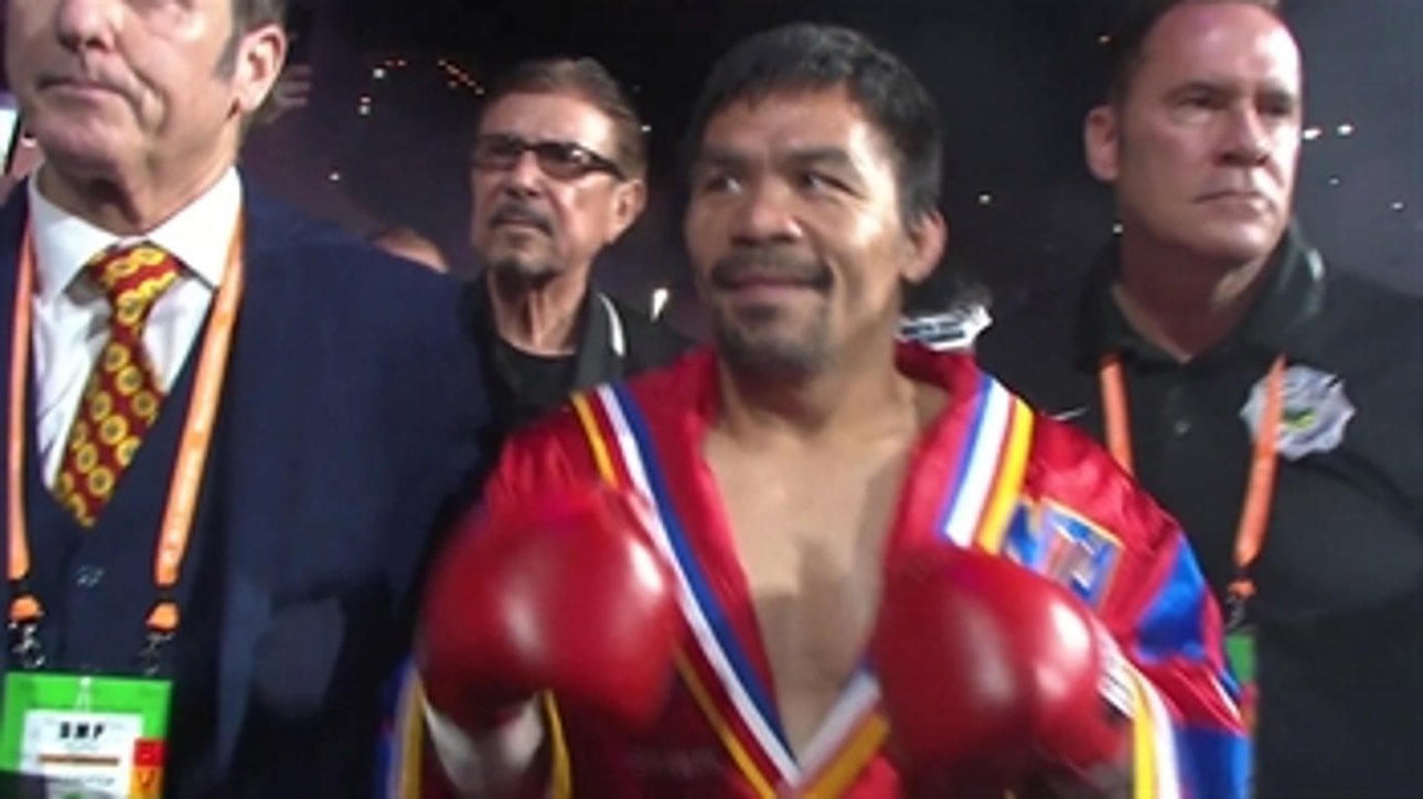 Manny Pacquiao, Keith Thurman make entrances for main event title fight