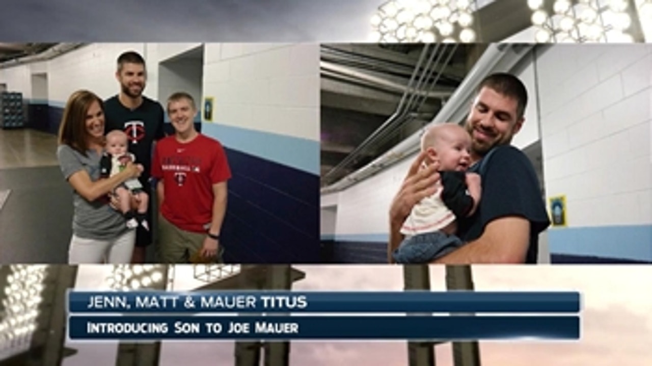 Joe Mauer meets Mauer the baby