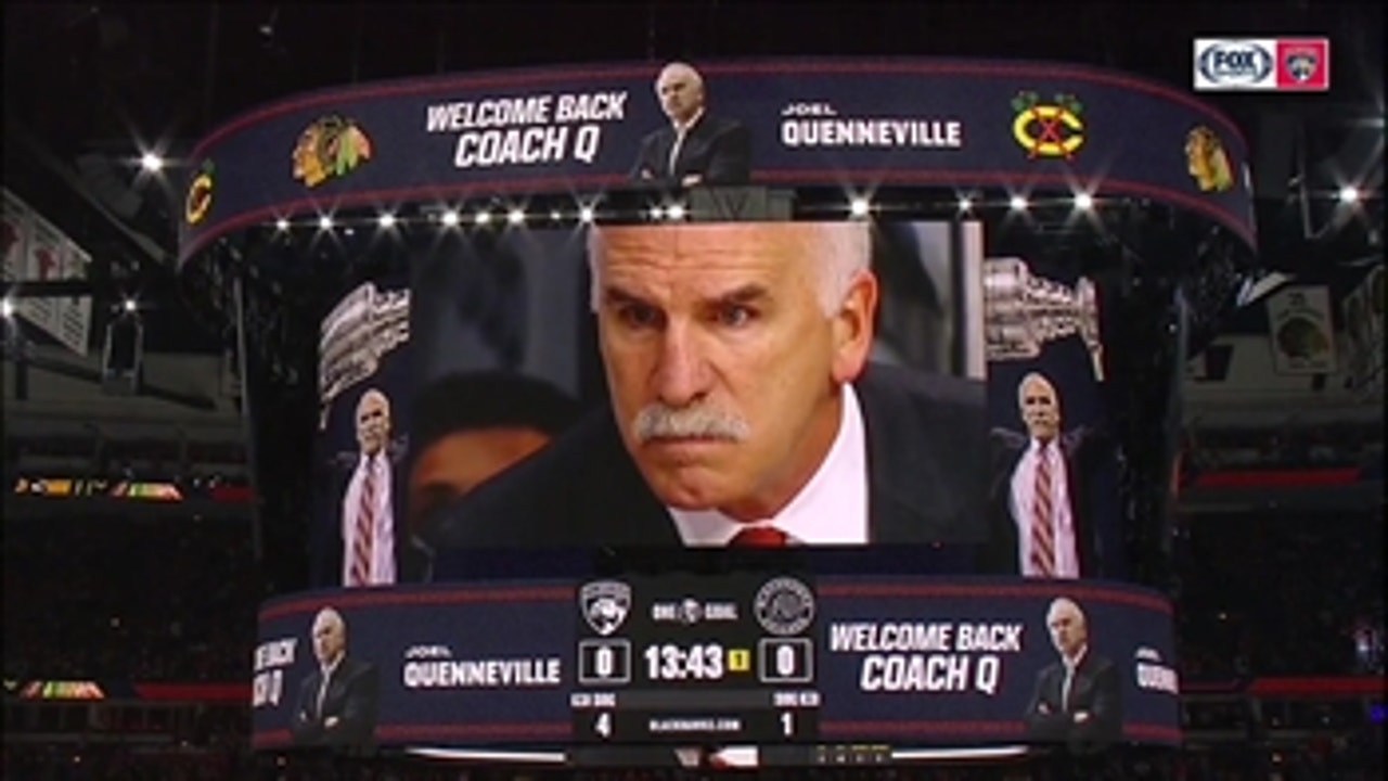 Chicago gives Joel Quenneville a video tribute, crowd erupts with STANDING O