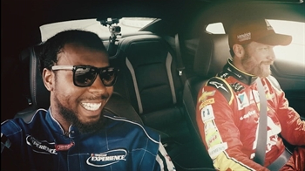 Dale Earnhardt Jr. turns laps, runs routes with the Washington Redskins