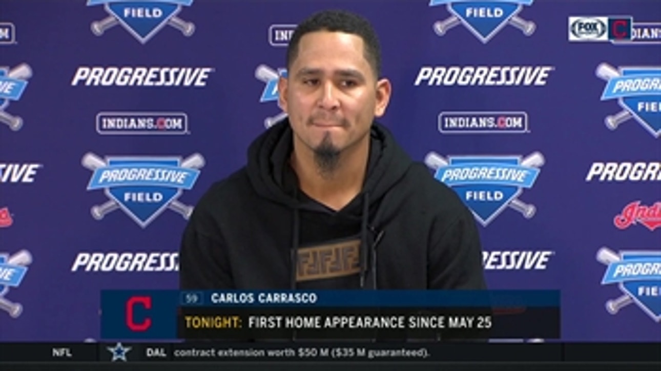 Carlos Carrasco after his first game in Cleveland since cancer diagnosis