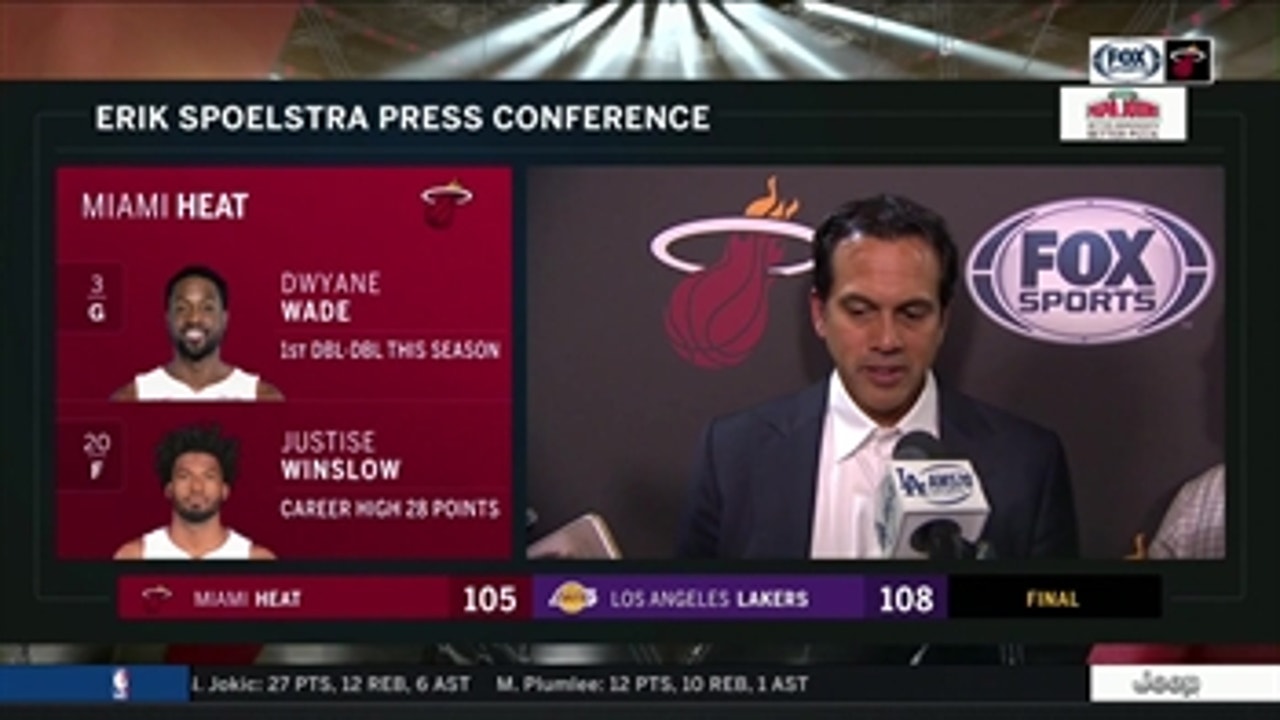 Erik Spoelstra on loss to Lakers, Dwyane Wade's and LeBron James' last on-court meeting