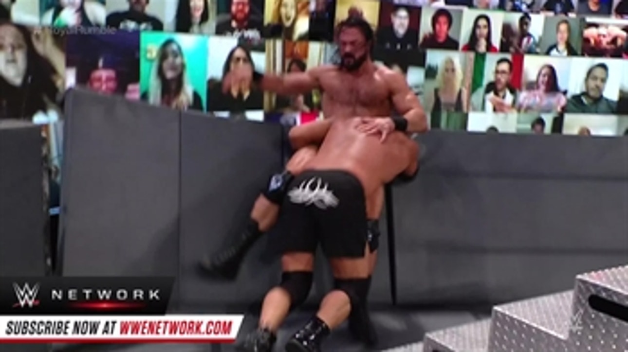 Goldberg Spears Drew McIntyre through the barricades: Royal Rumble 2021 (WWE Network Exclusive)