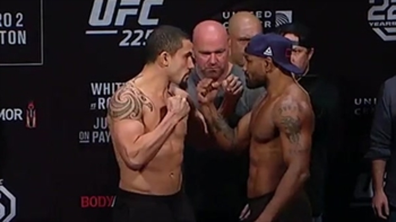 Robert Whittaker vs Yoel Romero face-off ' WEIGH-INS ' UFC 225