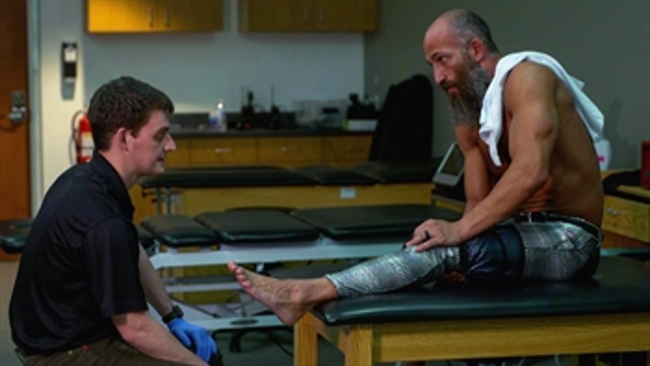 Tommaso Ciampa is examined after the Fight Pit: WWE Network Exclusive, Jan. 20, 2021