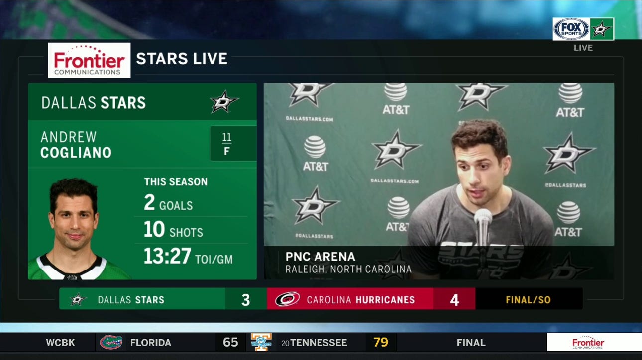 Cogliano on Stars 4-3 shootout loss to Carolina | Stars Live