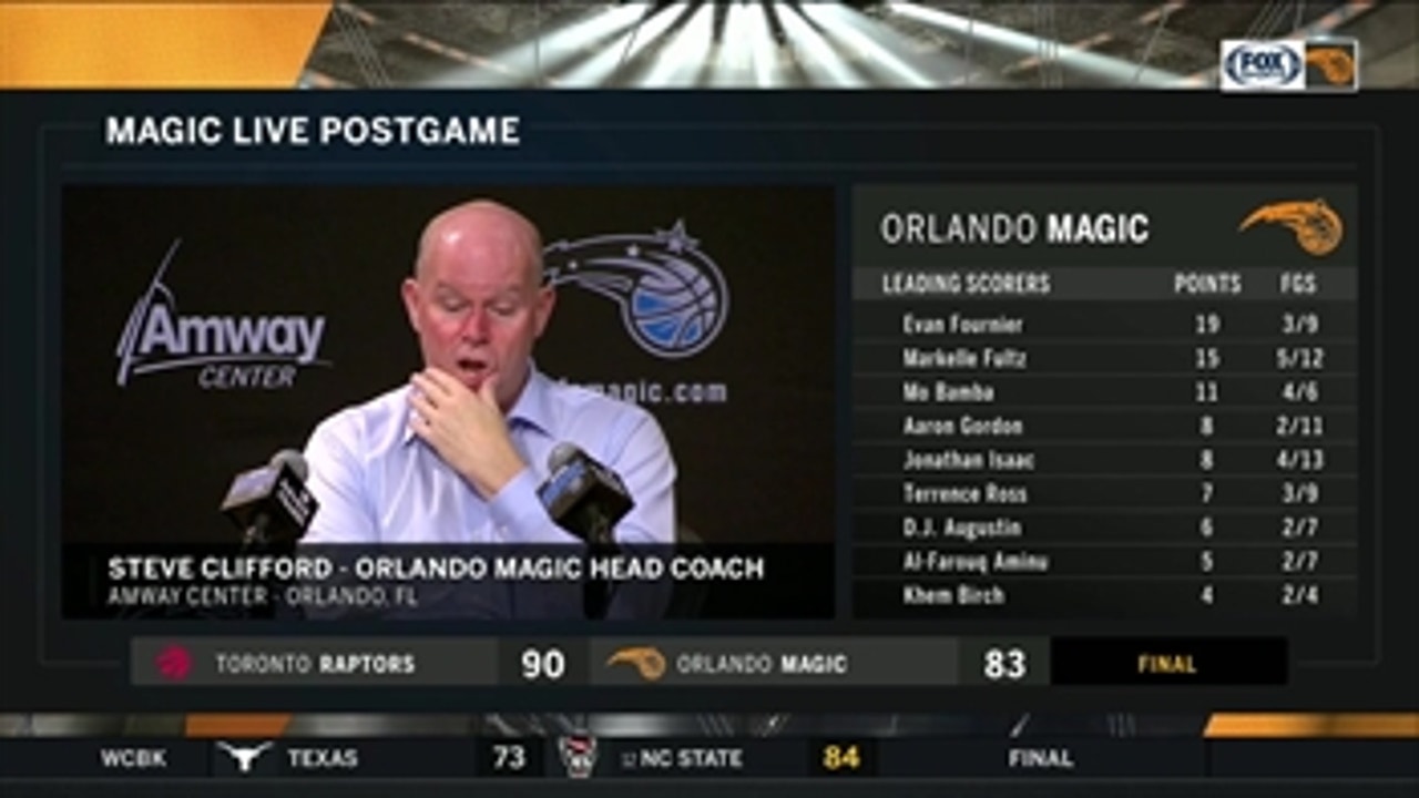 Steve Clifford breaks down Magic's home loss to Raptors