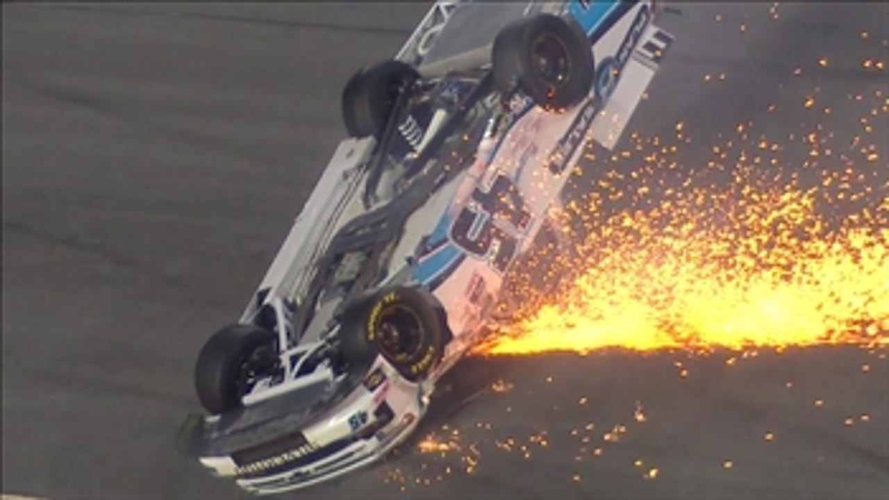Ty Majeski wrecks and flips upside down during Daytona's Gander Truck Series Race
