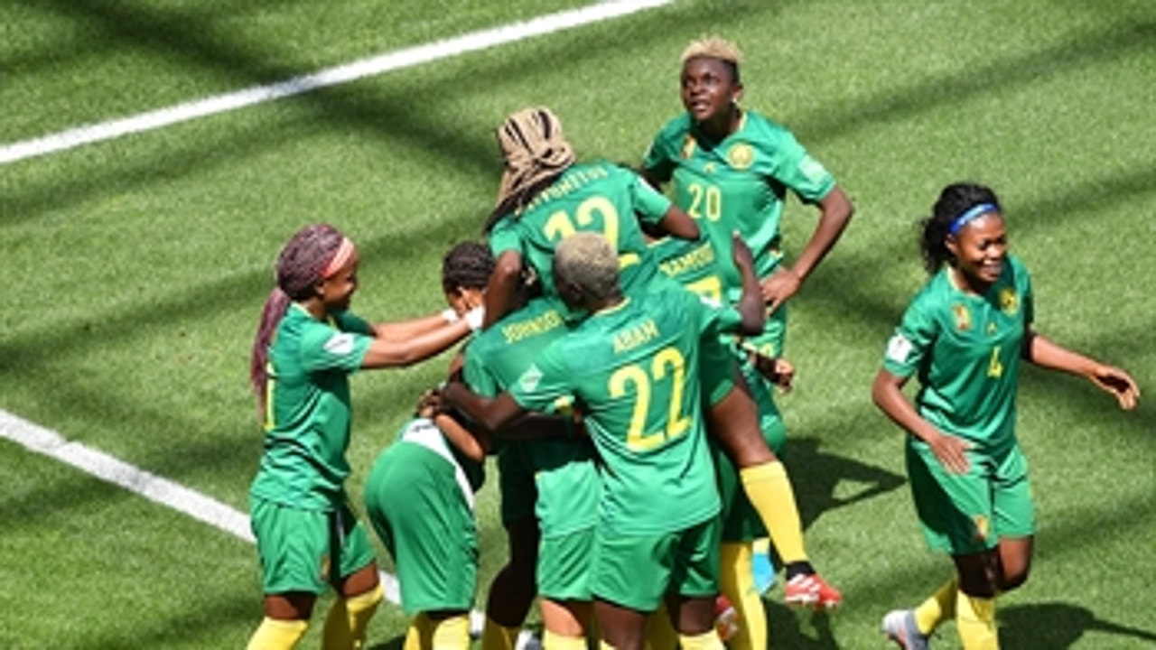 Cameroon's Gabrielle Onguene beats the keeper with a nifty finish