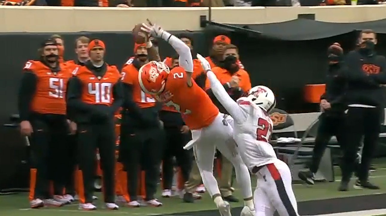 Oklahoma State's Tylan Wallace makes a big catch to set up Dezmon Jackson TD, leads Texas Tech, 14-7
