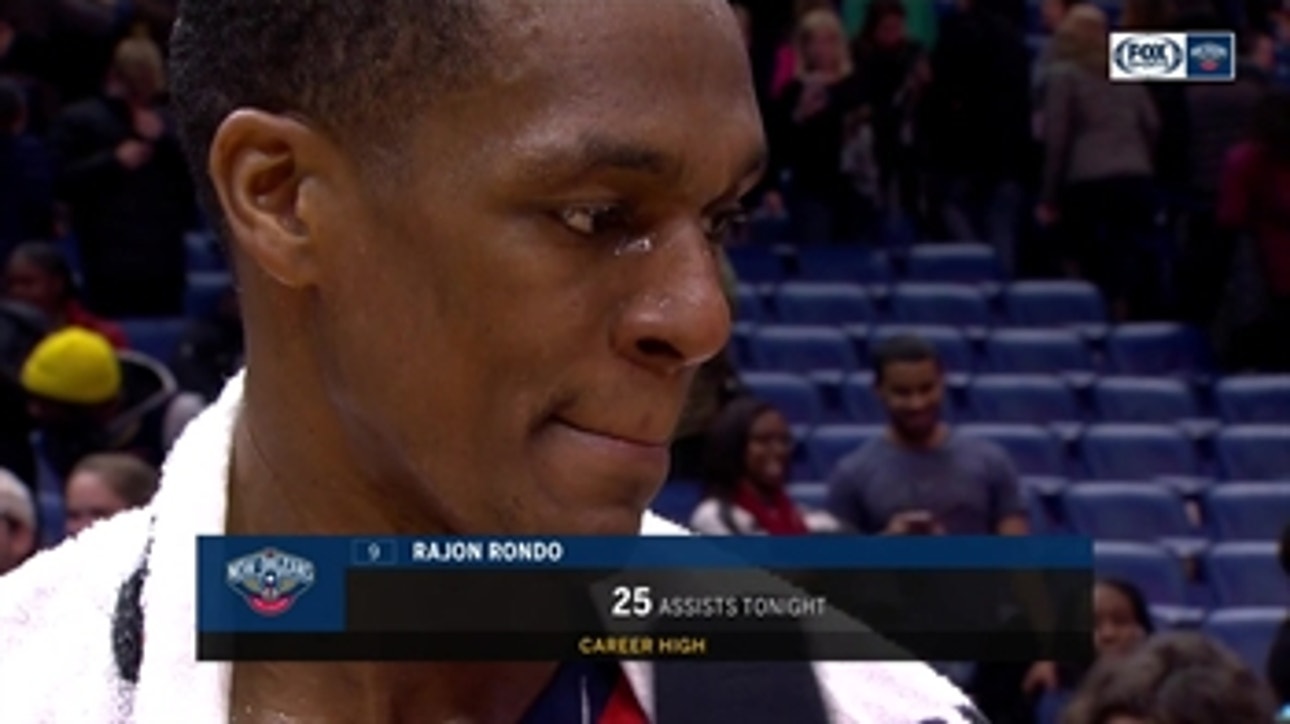 Rajon Rondo on reaching a new career high in assists in win over Nets