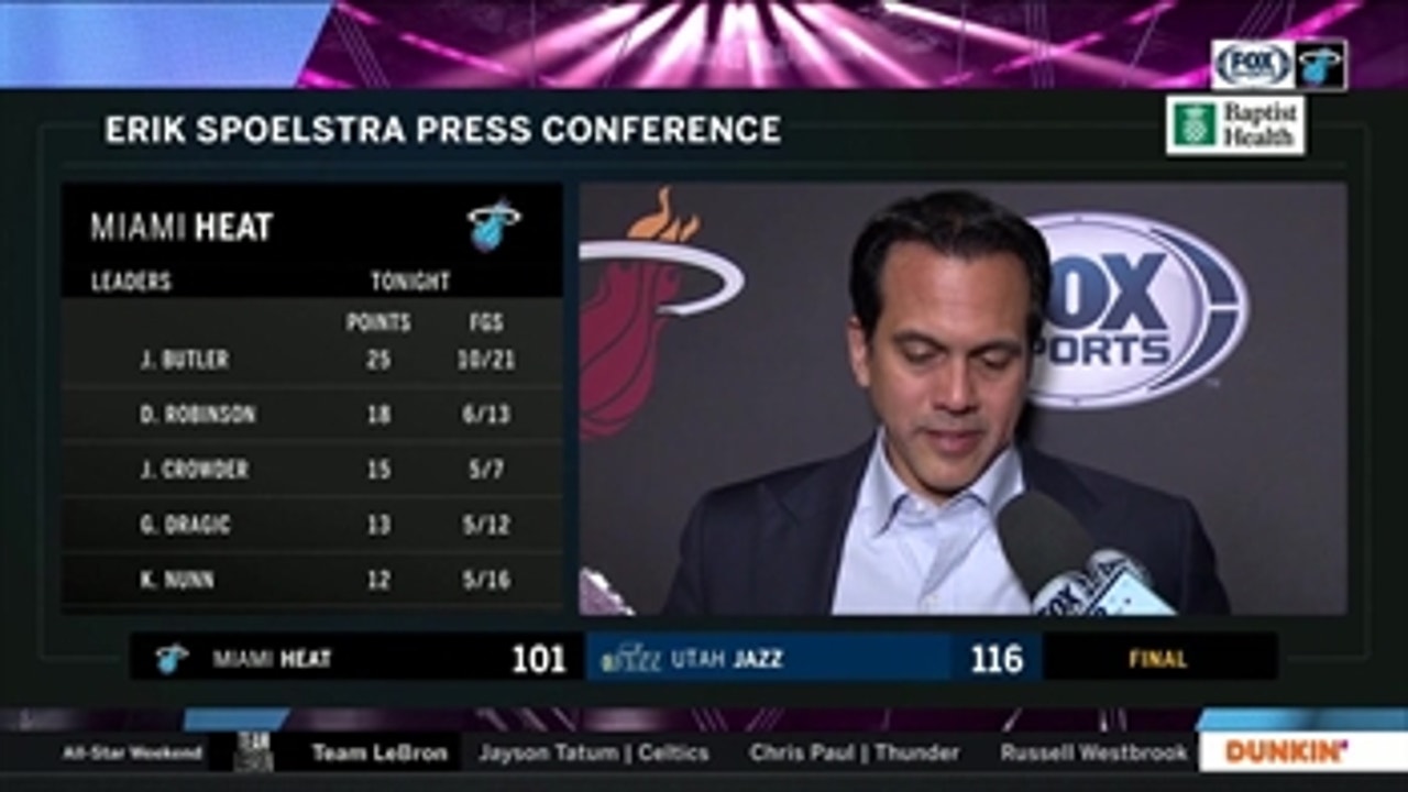 Erik Spoelstra discusses how Jazz pulled away in 2nd half, the 1-4 road trip