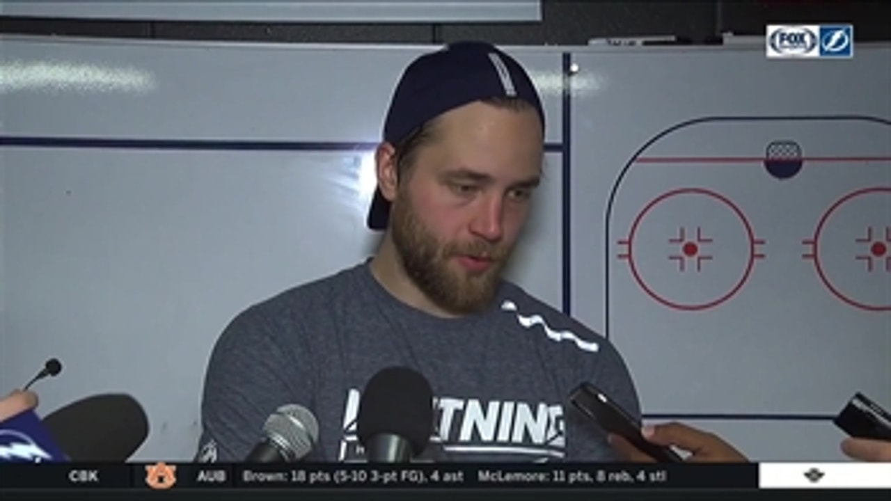 Victor Hedman compliments Adam Erne's play after dishing out his 301 career assist