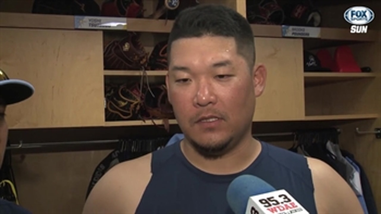 Yoshi Tsutsugo discusses playing 3rd base, playing alongside Willy Adames in Rays' spring training game