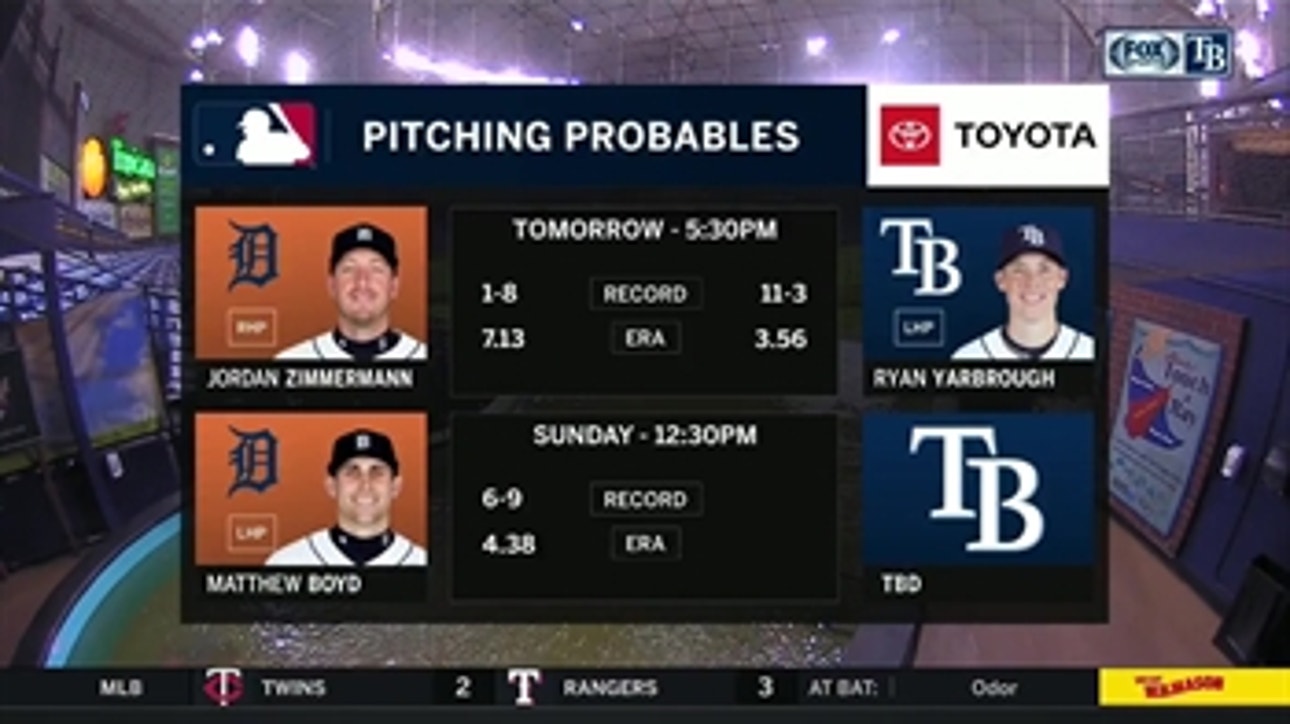 Ryan Yarbrough to take the mound in Game 2 vs. Tigers as Rays look to bounce back