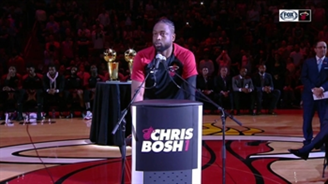Hear Dwyane Wade's Chris Bosh jersey retirement speech