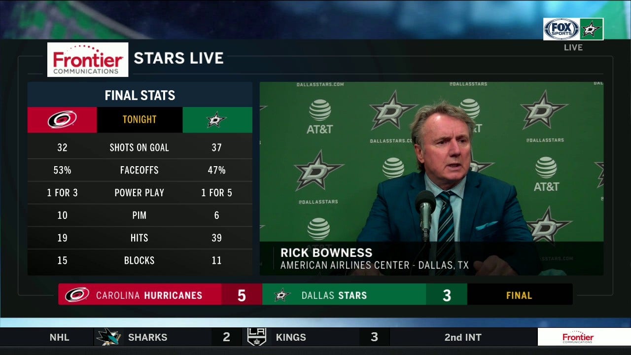 Rick Bowness on Stars 5-3 loss to the Hurricanes on Thursday | Stars Live