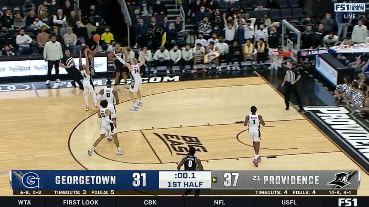 With time winding down in the first half, Georgetown's Tyler Beard hit a three-pointer as time expires