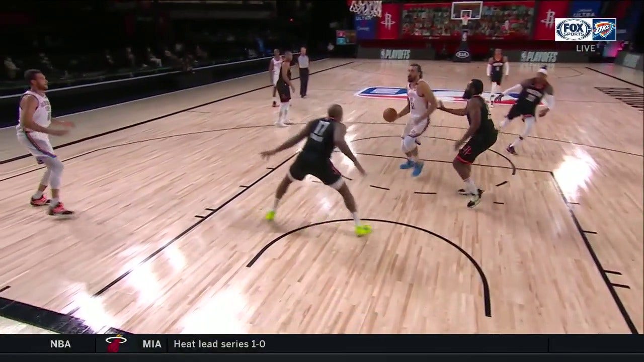 WATCH: Steven Adams Offensive Rebound, Dunk to Start the Scoring