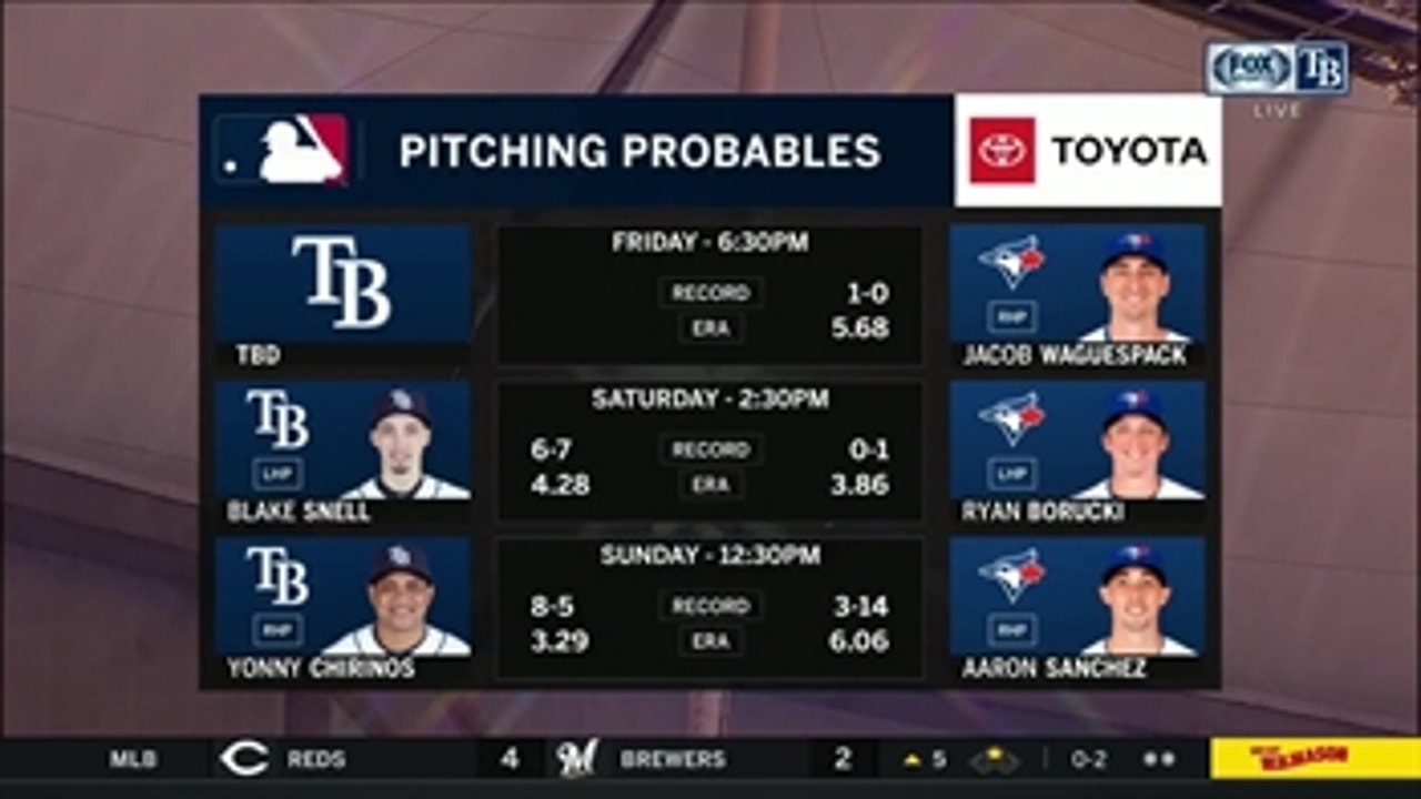 Rays hit the road on Friday to face Blue Jays