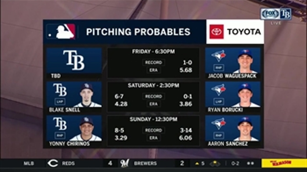 Rays hit the road on Friday to face Blue Jays