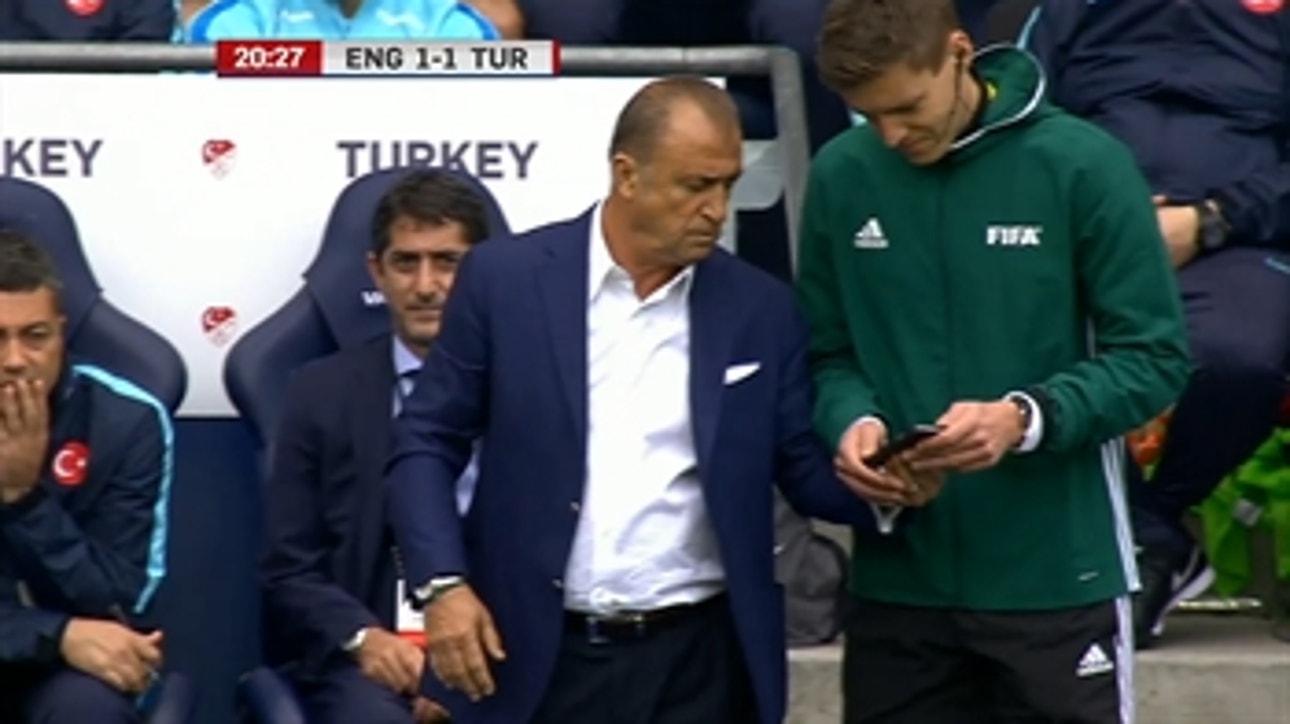 Turkey's manager made sure the ref knew he screwed up