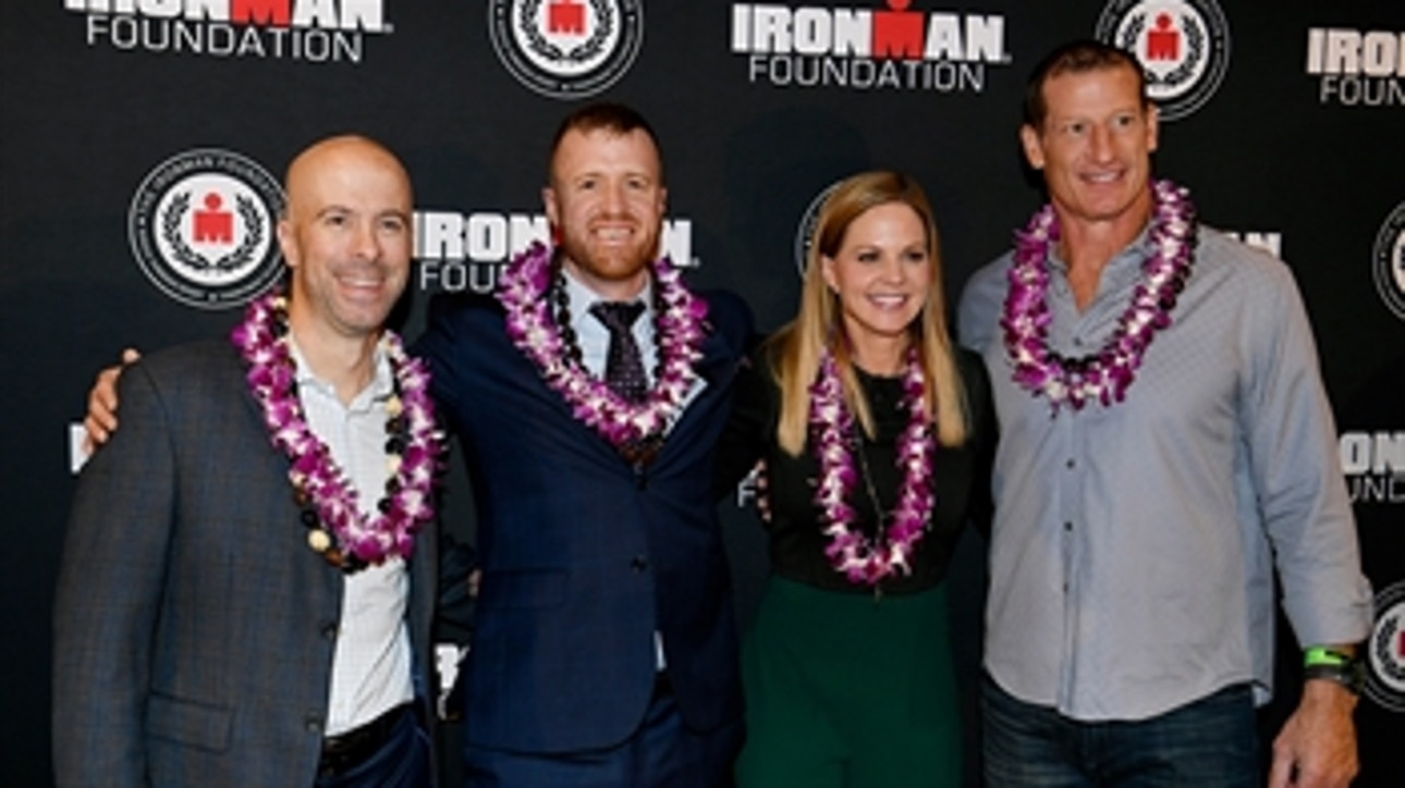 Shannon Spake auctioning items to benefit the Ironman Foundation