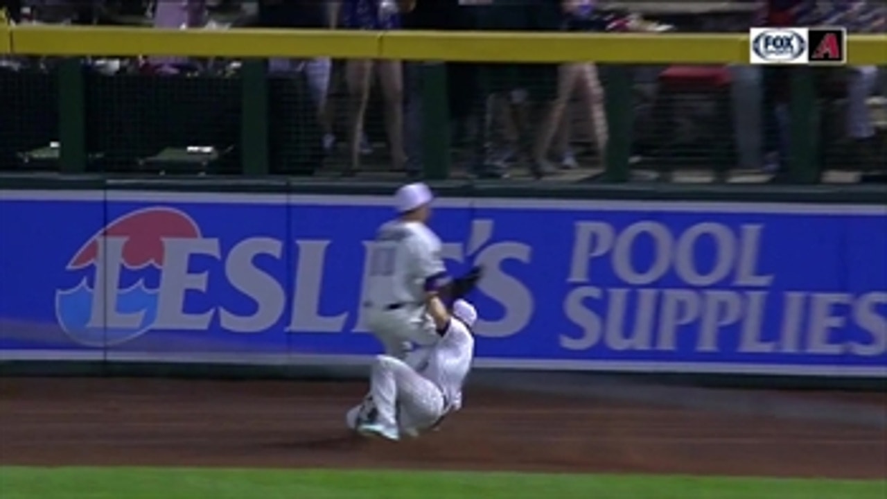 WATCH: Owings collides with Pollock after making great catch