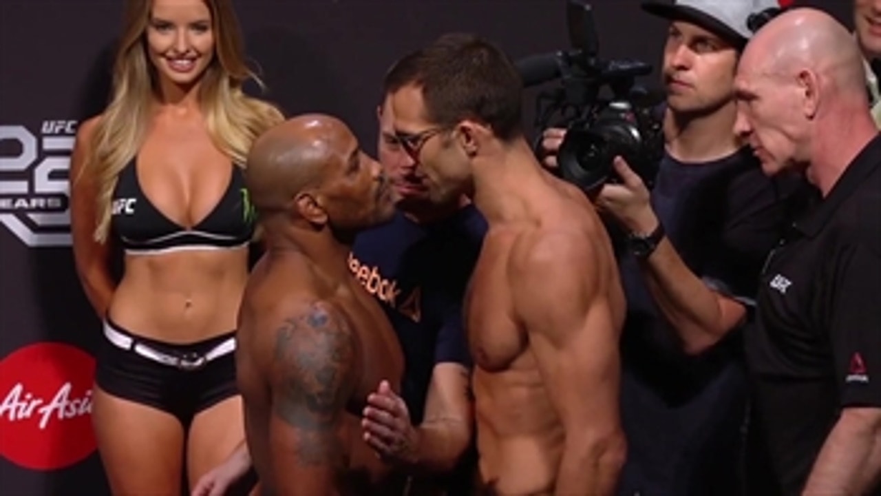 Luke Rockhold vs Yoel Romero face-off ' WEIGH-IN ' UFC 221