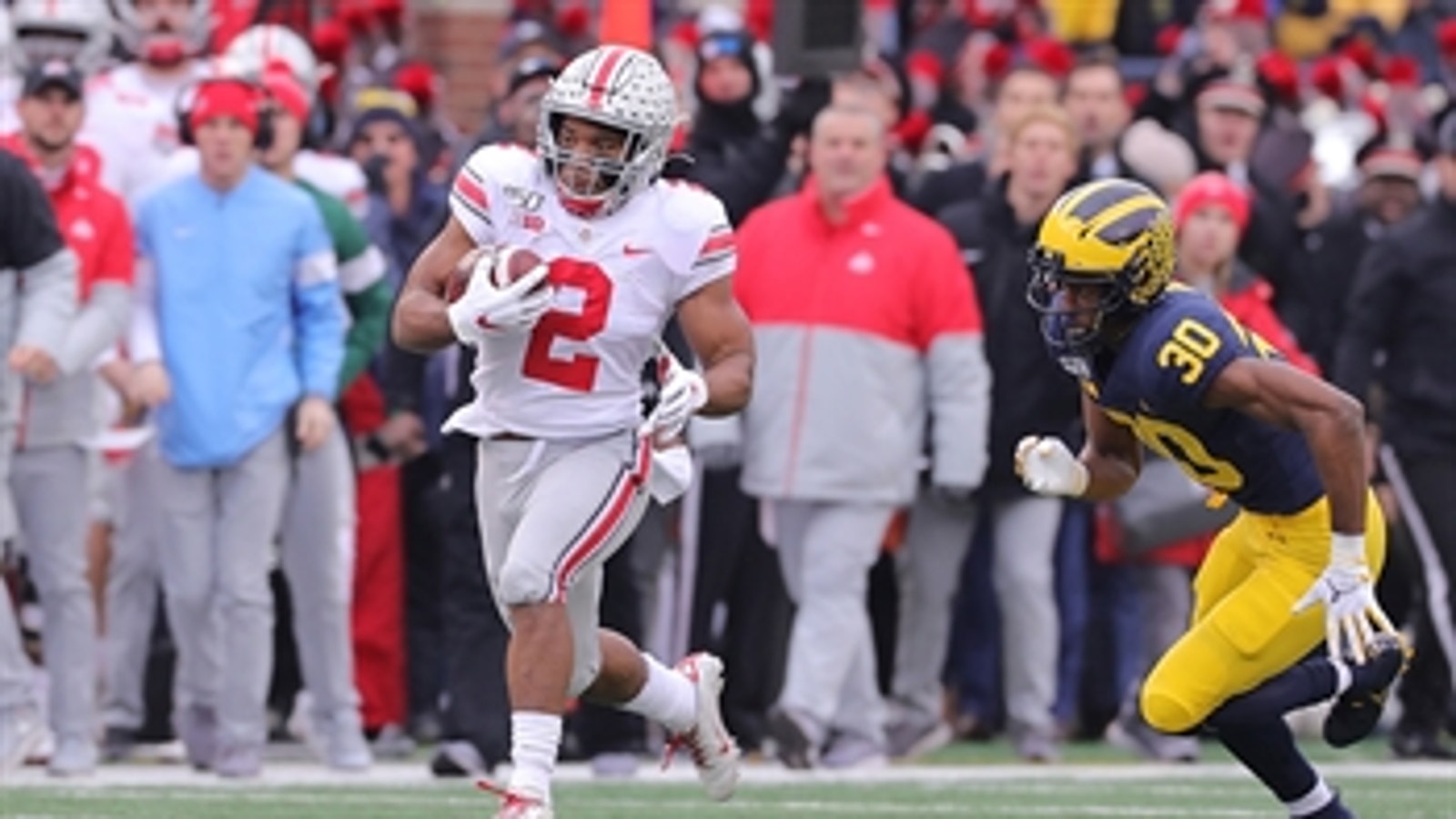J.K. Dobbins scores three first-half TDs against Michigan