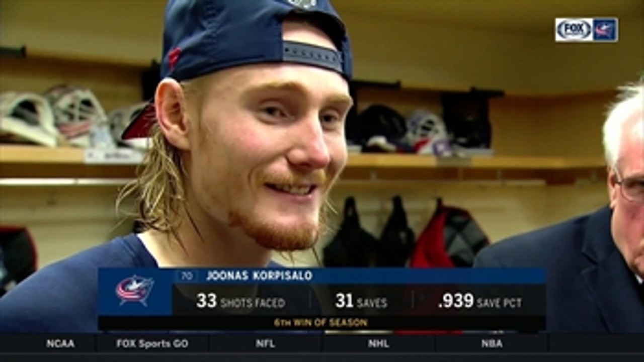 Korpi: 'Great to see' CBJ battling while in net