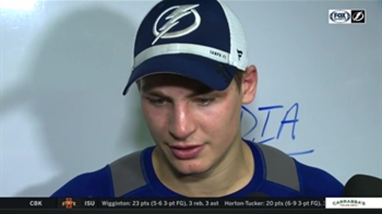 Yanni Gourde on creating traffic, how Lightning broke through with 3 goals in 3rd period vs. Canadiens